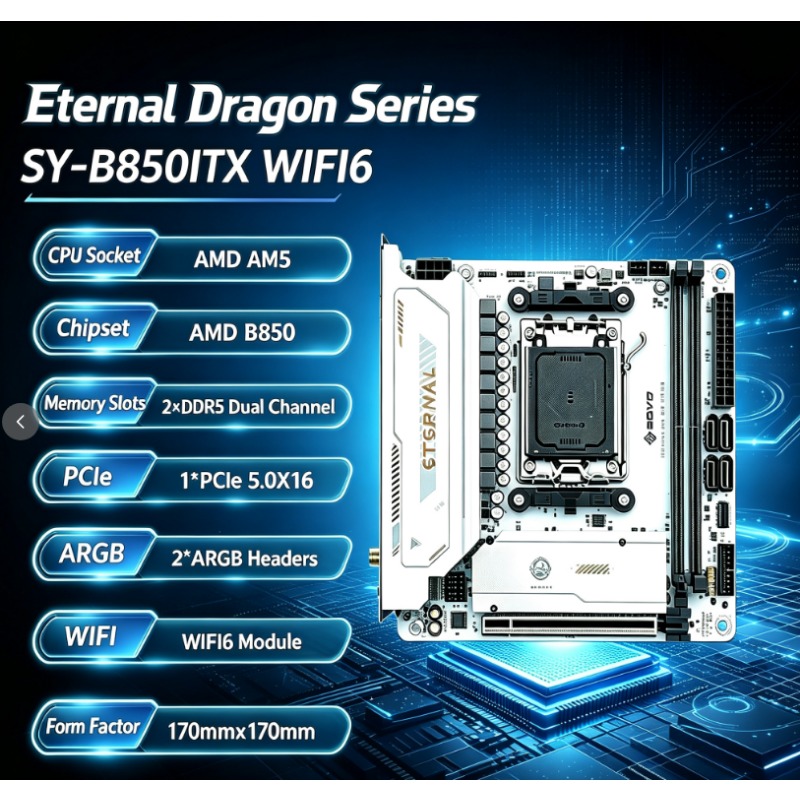 Ddr5 64Gb - SY-B850ITX Scheda Madre WIFI6 AMD Ryzen